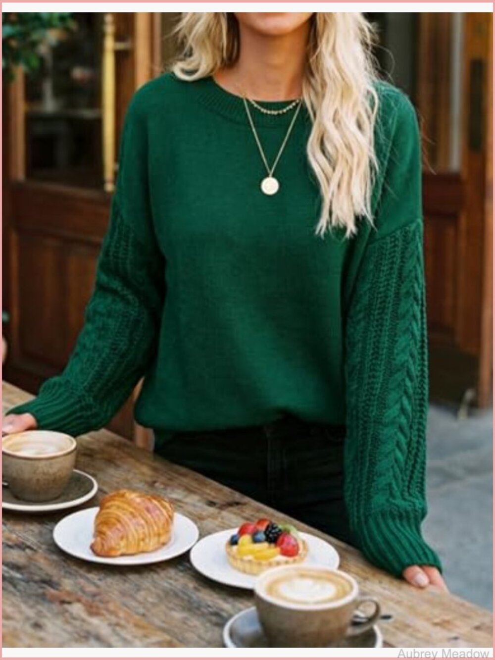Women's Chunky Cable Knit Oversized Pullover Sweater Crew Neck Long Sleeve - Picture 5 of 7